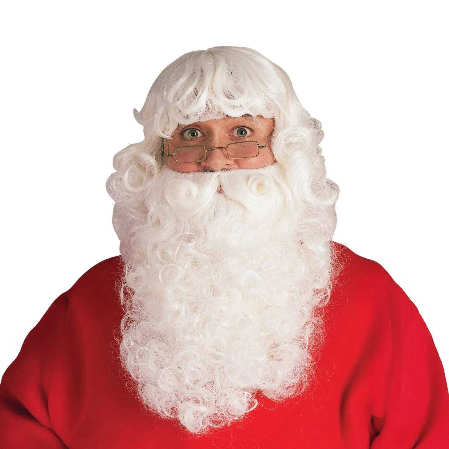 Men's White Santa Beard and Wig Set - Professional