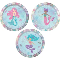 Mermaid Wishes Iridescent Paper Dessert Plates, 7in, 8ct