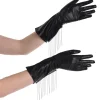 Metallic Black Fringe Gloves