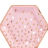 Metallic Blush Birthday Hexagon Lunch Plates, 9in, 8ct