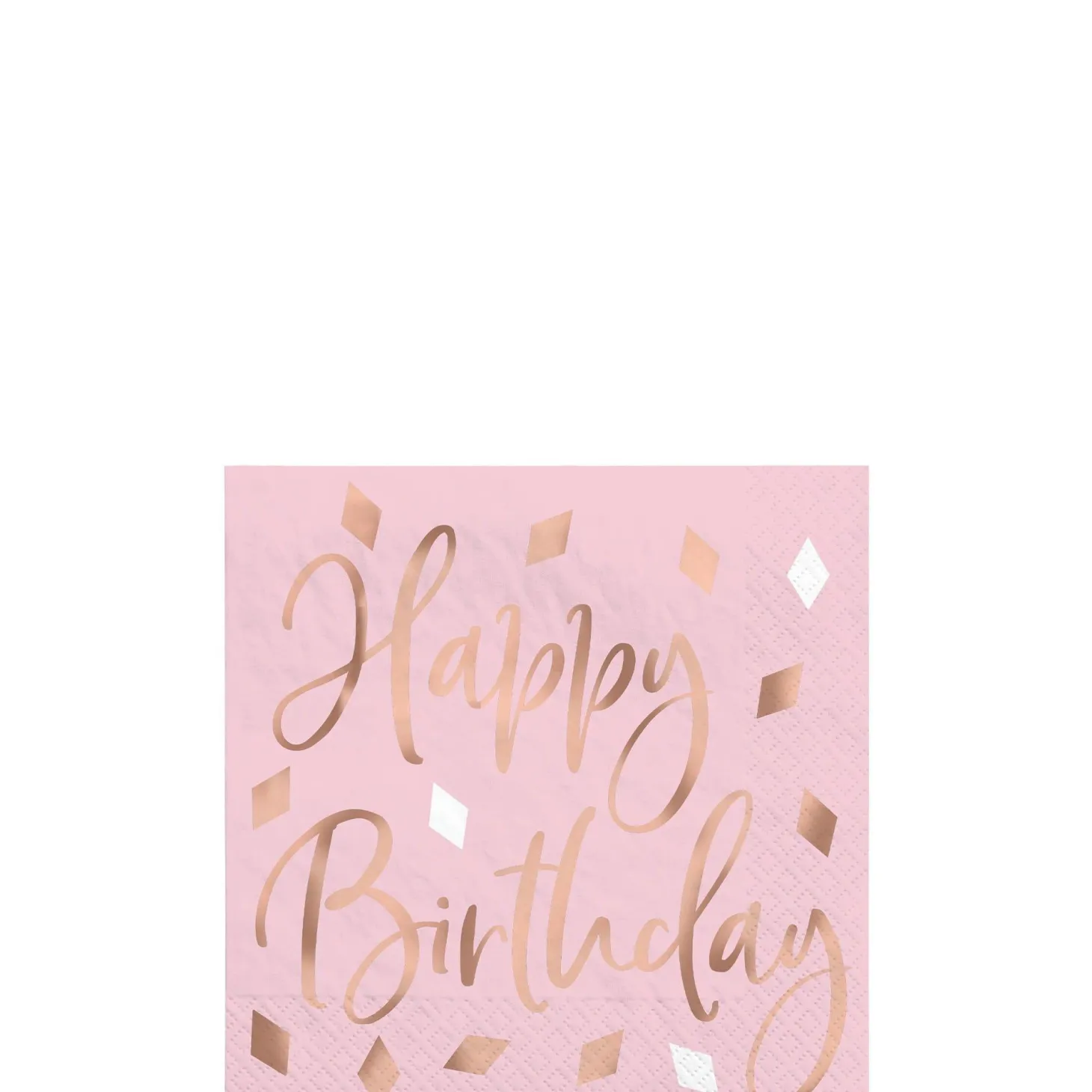 Metallic Blush Birthday Napkins, 5in, 16ct, Assorted Options