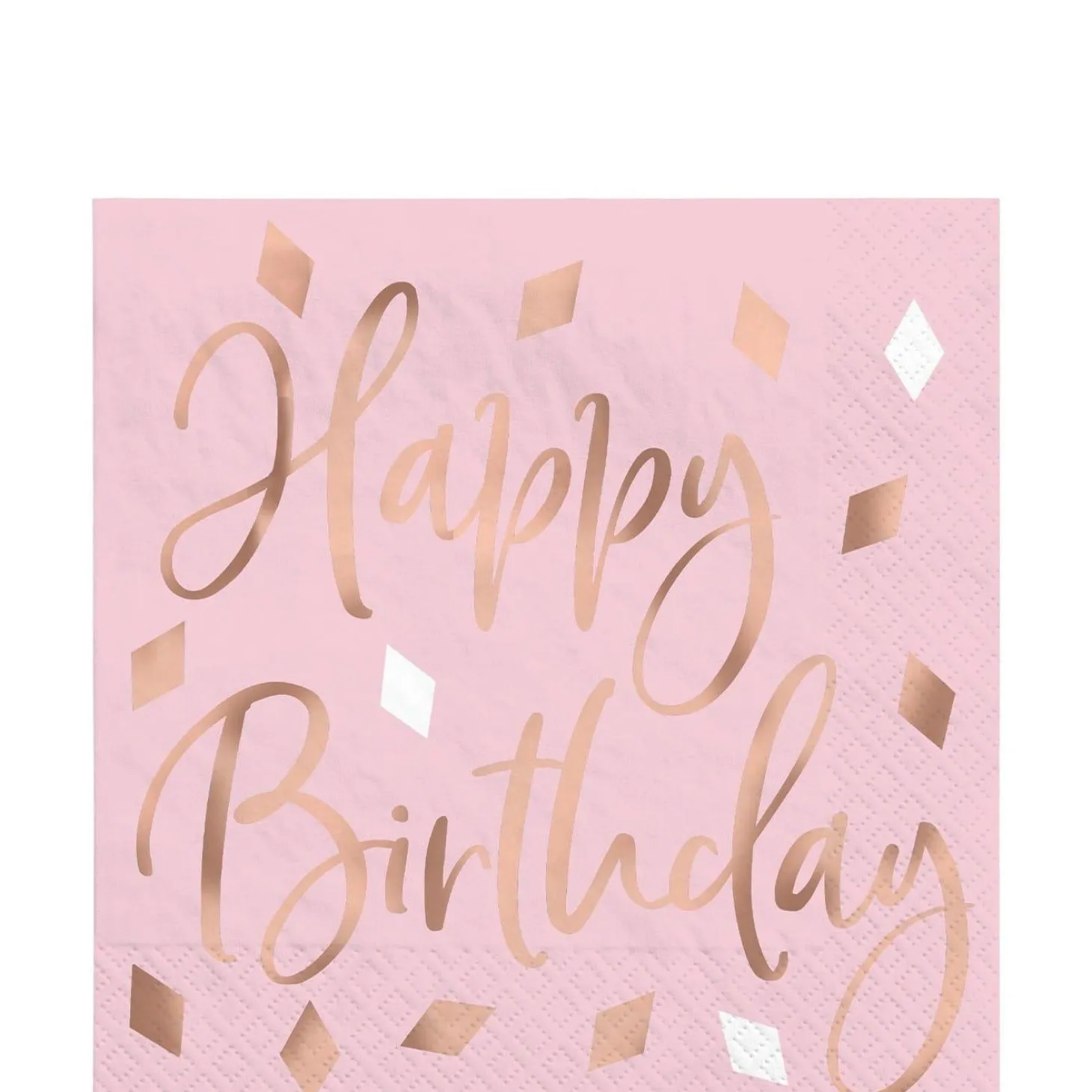 Metallic Blush Birthday Napkins, 5in, 16ct, Assorted Options
