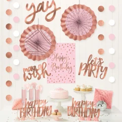 Metallic Blush Birthday Room Decorating Kit 12pc