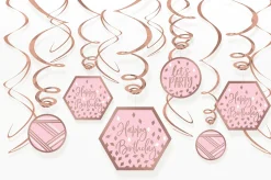 Metallic Blush Birthday Swirl Decorations 12ct