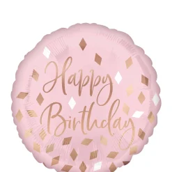 Metallic Blush Happy Birthday Foil Balloon, 18in