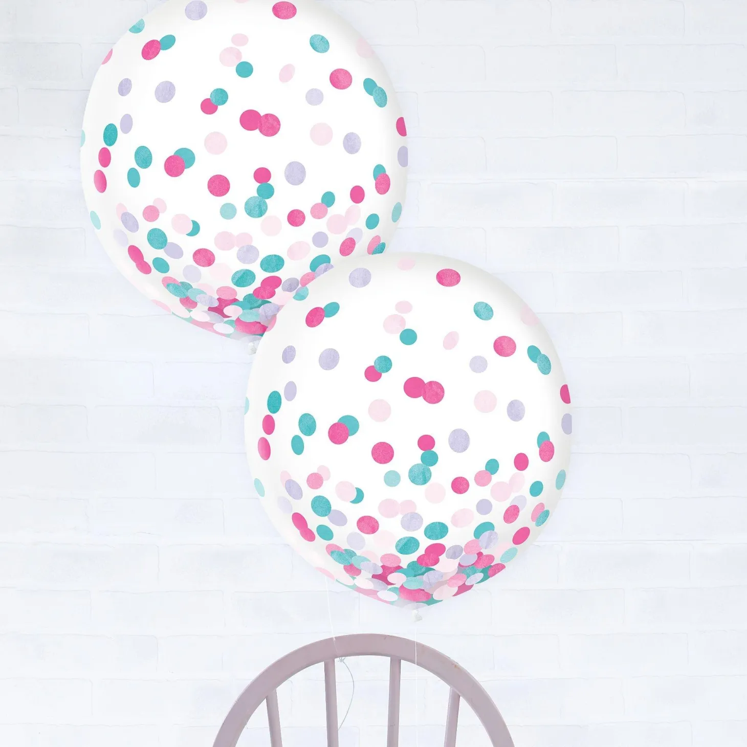 Metallic Confetti Balloons - 24in, 2ct, Assorted Colors