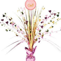 Metallic Gold and Pink It's a Girl Spray Centerpiece