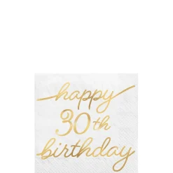 Metallic Golden Age Happy Birthday Paper Beverage Napkin, 5in, 16ct, Ages