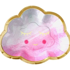 Metallic Gold & Pink Happy Cloud Plates 8ct