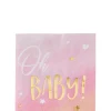Metallic Gold & Pink Oh Baby Beverage Napkins 16ct