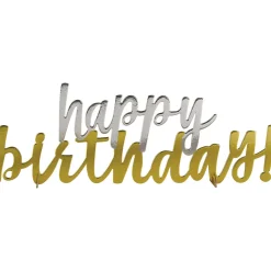Metallic Gold & Silver Happy Birthday Centerpiece