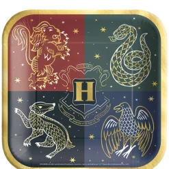 Metallic Hogwarts United Square Paper Lunch Plates, 9in, 8ct - Harry Potter