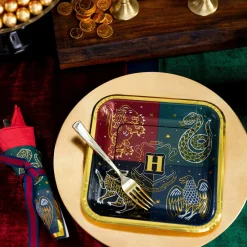 Metallic Hogwarts United Square Paper Dessert Plates, 7in, 8ct - Harry Potter