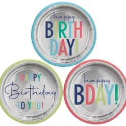 Metallic Modern Birthday Paper Dessert Plates, 7in, 8ct