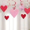 Metallic Pink & Red Patterned Heart Cardstock & Foil Swirl Decorations, 12ct