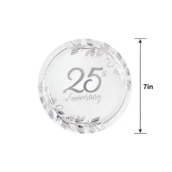 Metallic Silver 25th Anniversary Paper Dessert Plates, 7in, 8ct