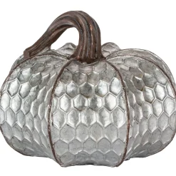 Metal-Look Stone & Resin Pumpkin, Sizes 5.9in x 4.5in and 4.7in x 4.9in