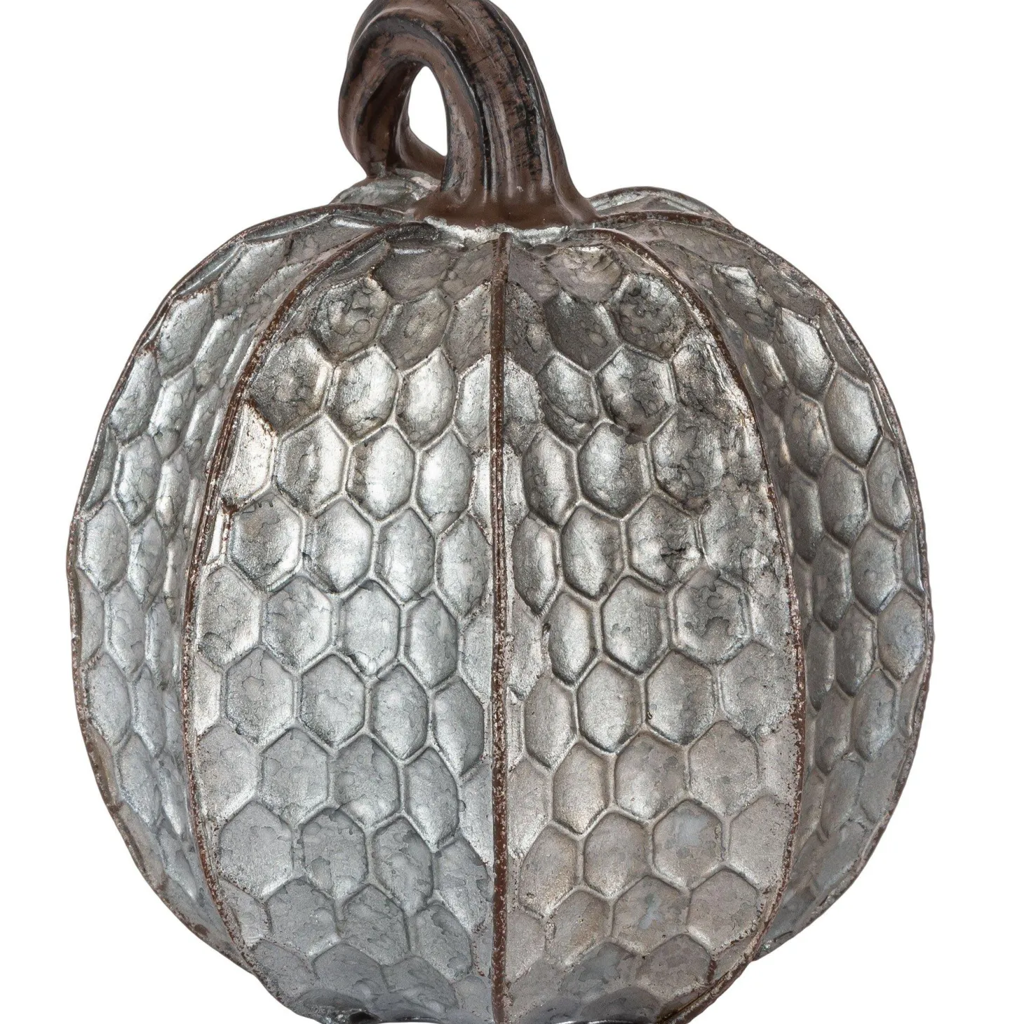 Metal-Look Stone & Resin Pumpkin, Sizes 5.9in x 4.5in and 4.7in x 4.9in