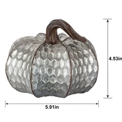 Metal-Look Stone & Resin Pumpkin, Sizes 5.9in x 4.5in and 4.7in x 4.9in