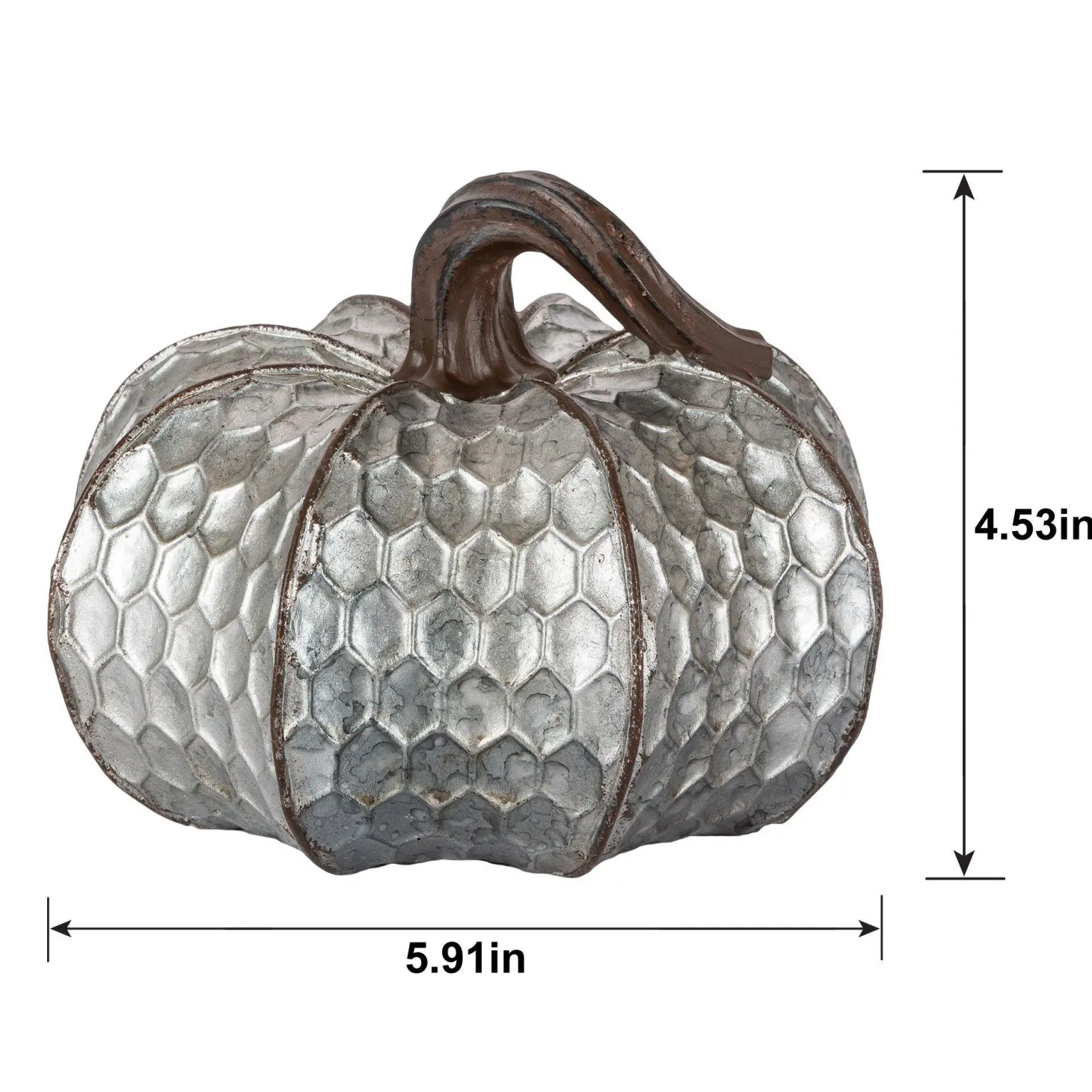 Metal-Look Stone & Resin Pumpkin, Sizes 5.9in x 4.5in and 4.7in x 4.9in
