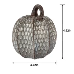 Metal-Look Stone & Resin Pumpkin, Sizes 5.9in x 4.5in and 4.7in x 4.9in