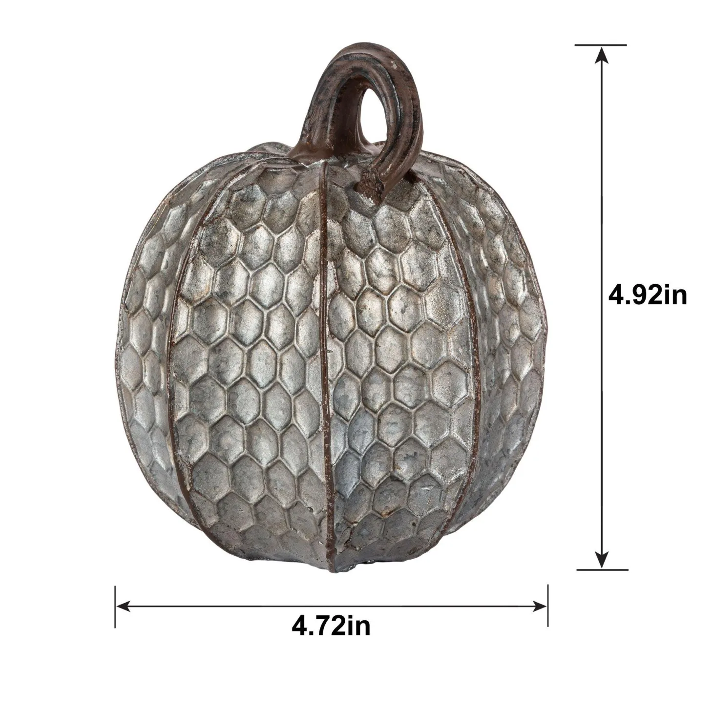 Metal-Look Stone & Resin Pumpkin, Sizes 5.9in x 4.5in and 4.7in x 4.9in