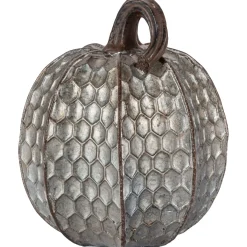 Metal-Look Stone & Resin Pumpkin, Sizes 5.9in x 4.5in and 4.7in x 4.9in