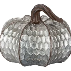 Metal-Look Stone & Resin Pumpkin, Sizes 5.9in x 4.5in and 4.7in x 4.9in