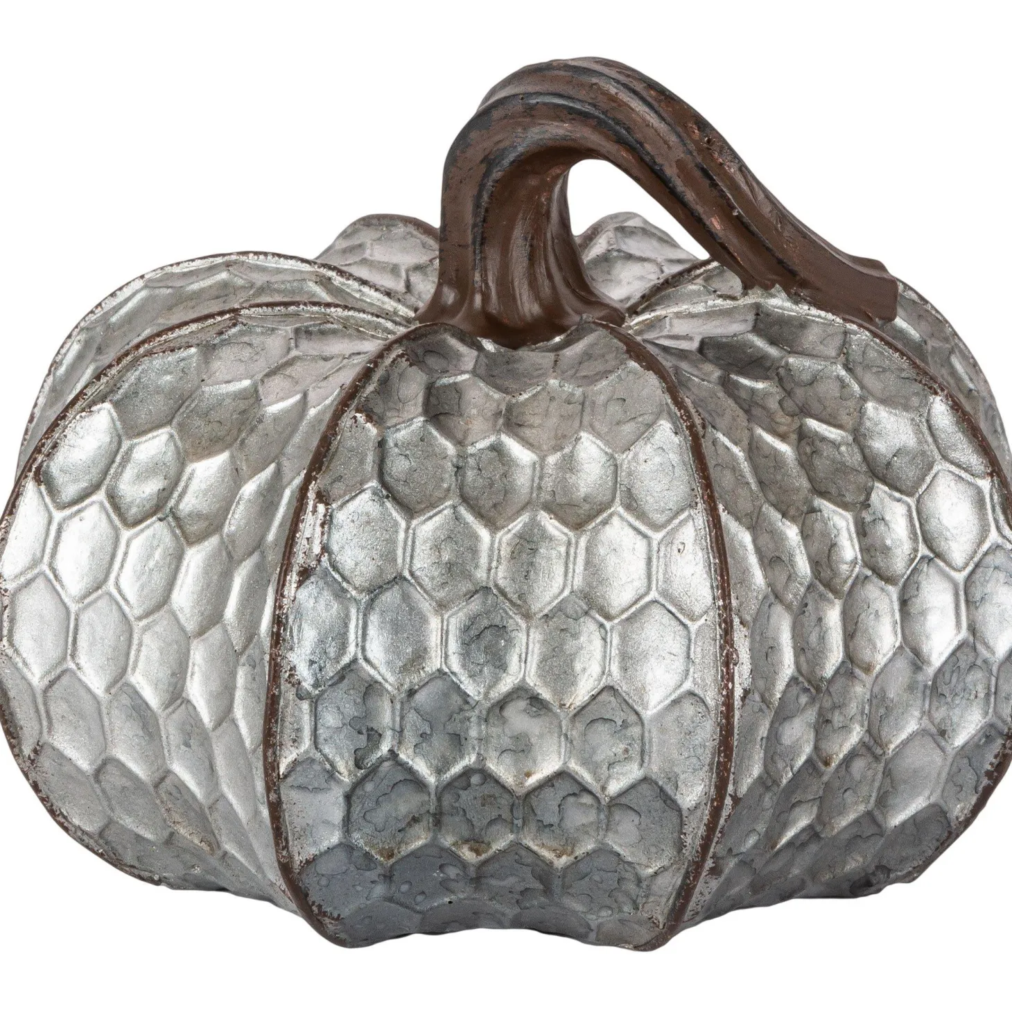 Metal-Look Stone & Resin Pumpkin, Sizes 5.9in x 4.5in and 4.7in x 4.9in