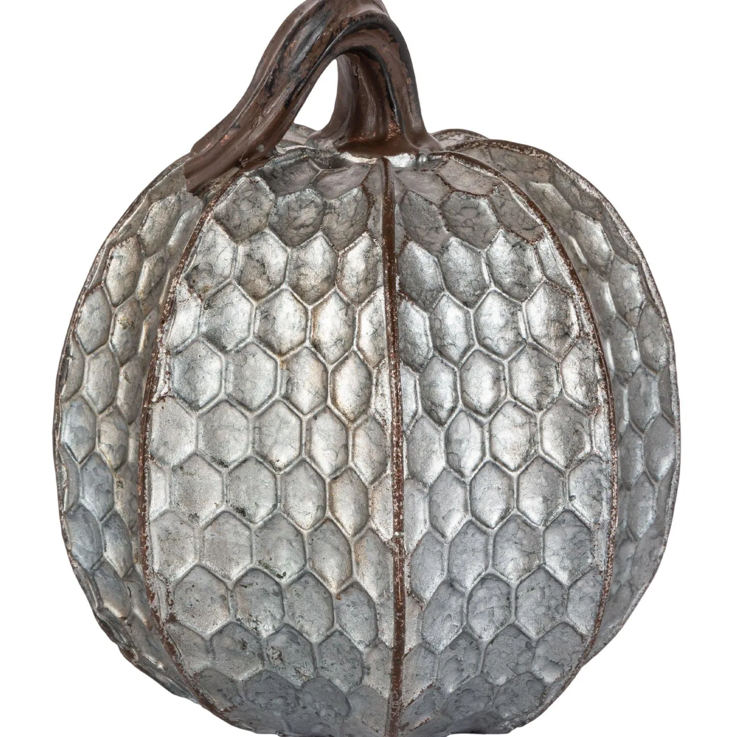 Metal-Look Stone & Resin Pumpkin, Sizes 5.9in x 4.5in and 4.7in x 4.9in