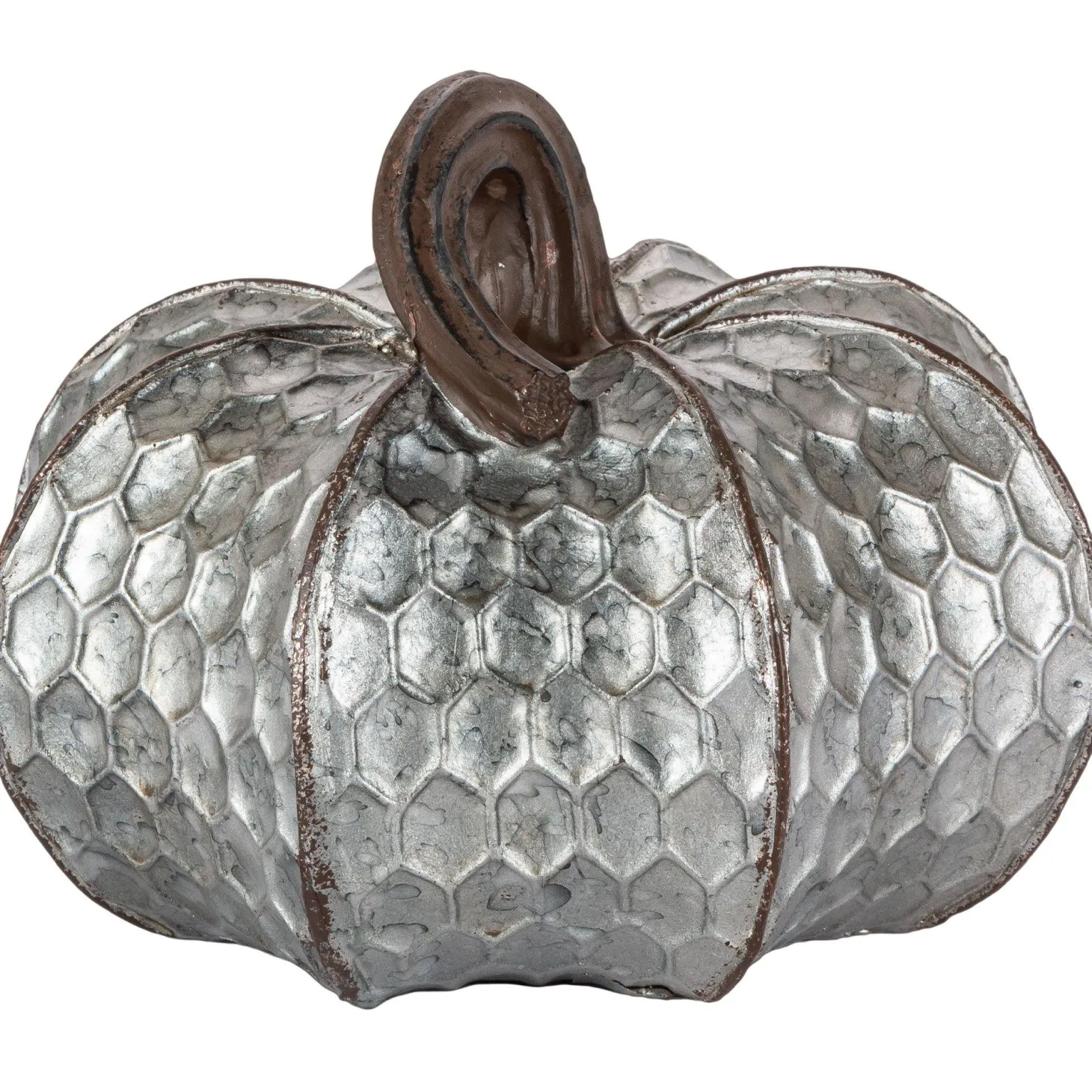 Metal-Look Stone & Resin Pumpkin, Sizes 5.9in x 4.5in and 4.7in x 4.9in