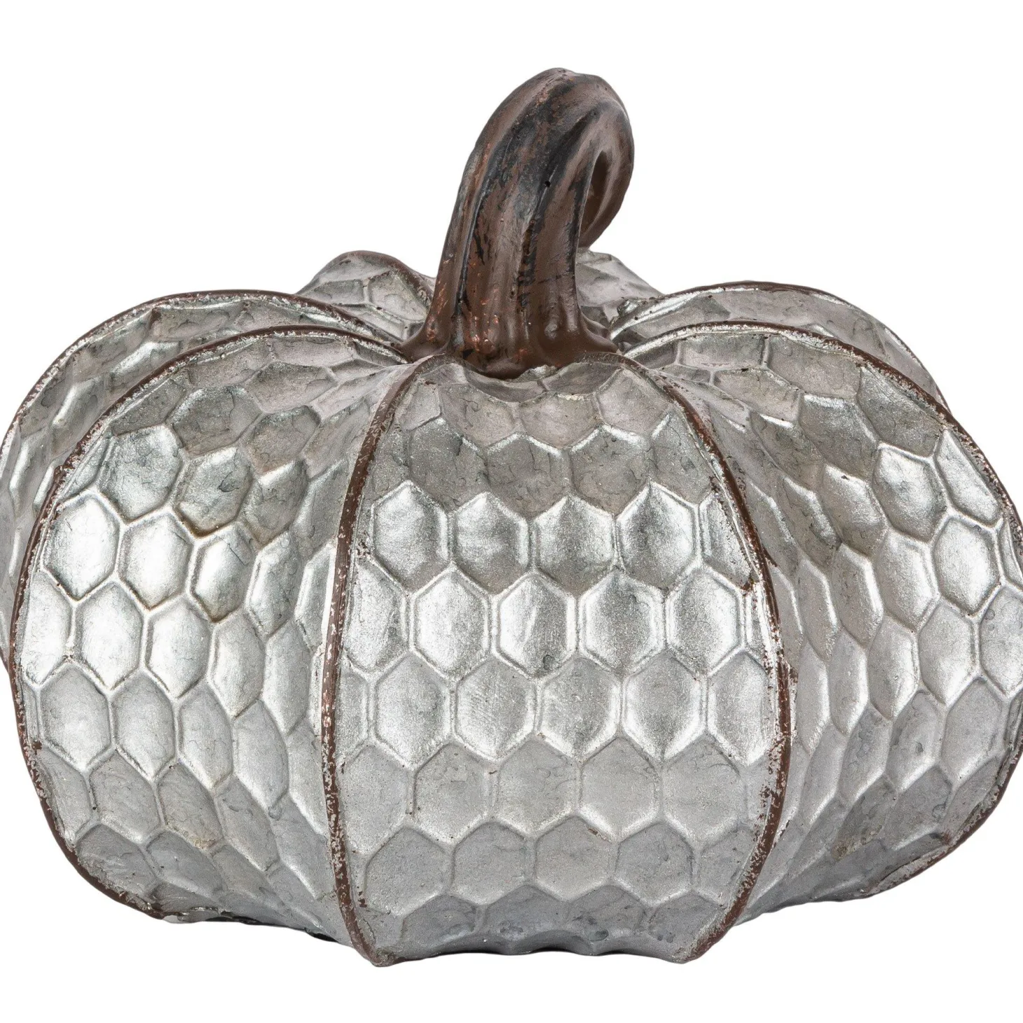 Metal-Look Stone & Resin Pumpkin, Sizes 5.9in x 4.5in and 4.7in x 4.9in
