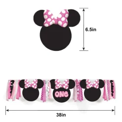 Minnie Mouse Forever 1st Birthday Fabric & Ribbon High Chair Decoration, 38in