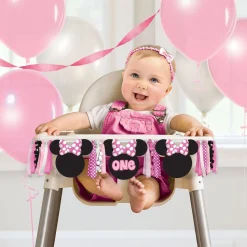 Minnie Mouse Forever 1st Birthday Fabric & Ribbon High Chair Decoration, 38in