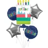 Modern Birthday Foil Balloon Bouquet, 5pc