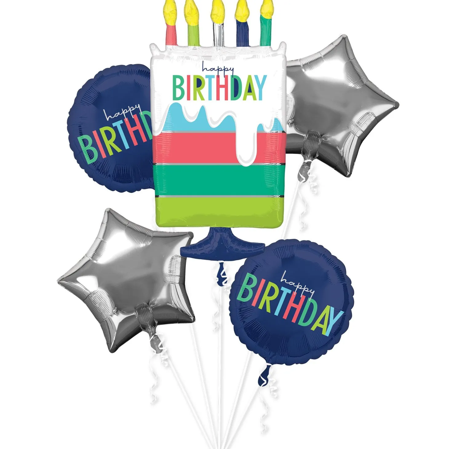 Modern Birthday Foil Balloon Bouquet, 5pc