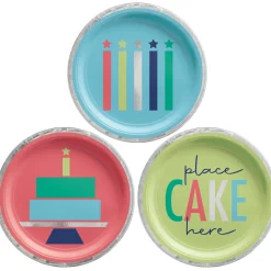 Modern Birthday Let's Eat Cake Paper Dessert Plates, 7in, 8ct