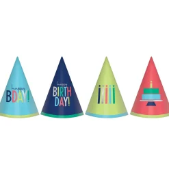 Modern Birthday Mini Cardstock Party Hats, 12ct