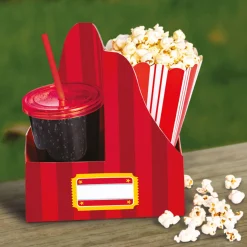Movie Night Cardstock Snack Trays with Handle & Drink Holder, 10ct