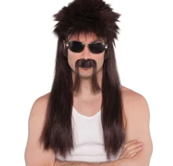 Mullet Wig & Mustache, Assorted Colors