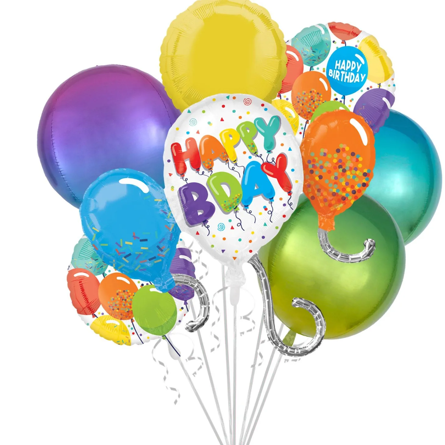 Multicolor Birthday Celebration Foil Balloon Bouquet