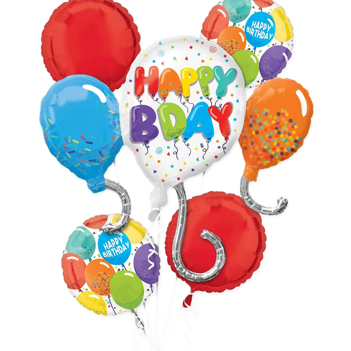 Multicolor Birthday Celebration Foil Balloon Bouquet