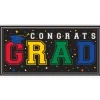 Multicolor Congrats Grad Plastic Banner, 65in x 33.5in