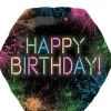 Neon Happy Birthday Hexagonal Foil Balloon, 28in - Let's Glow Crazy
