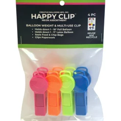 Neon Happy Clip Balloon Weights, 4ct