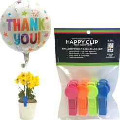 Neon Happy Clip Balloon Weights, 4ct