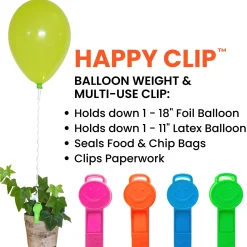 Neon Happy Clip Balloon Weights, 4ct