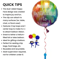 Neon Happy Clip Balloon Weights, 4ct