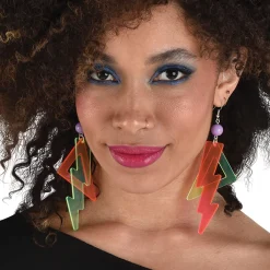 Neon 80s Lightning Bolt Earrings
