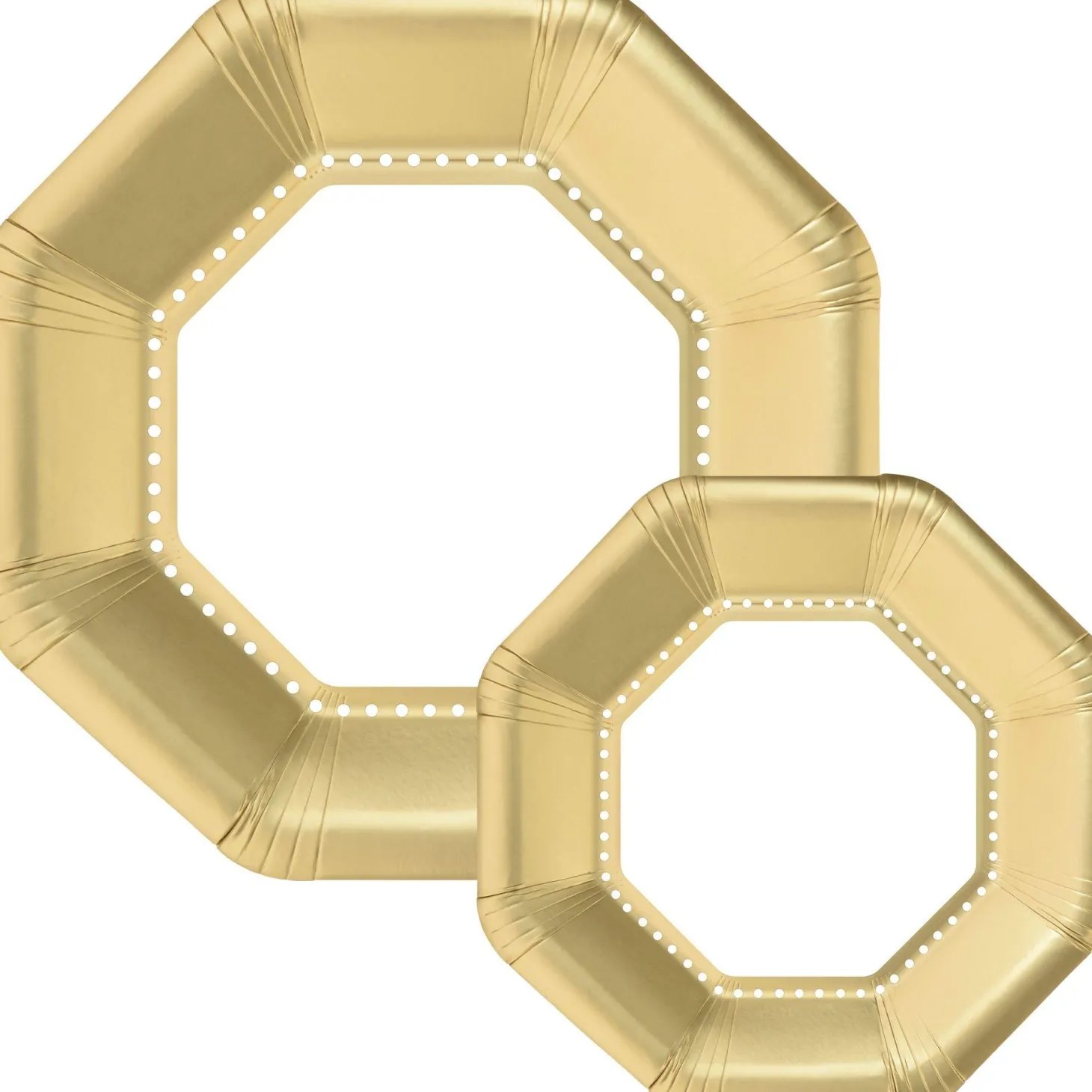 Octoganal Premium Paper Dinner (10.25in) & Dessert (7.5in) Plates with Color Border, 20ct, Assorted Colors